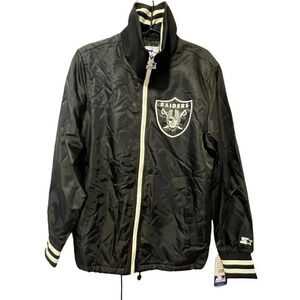 VEGAS/OAKLAND RAIDERS Starter Full Zip Side Line Jacket BLACK   Small